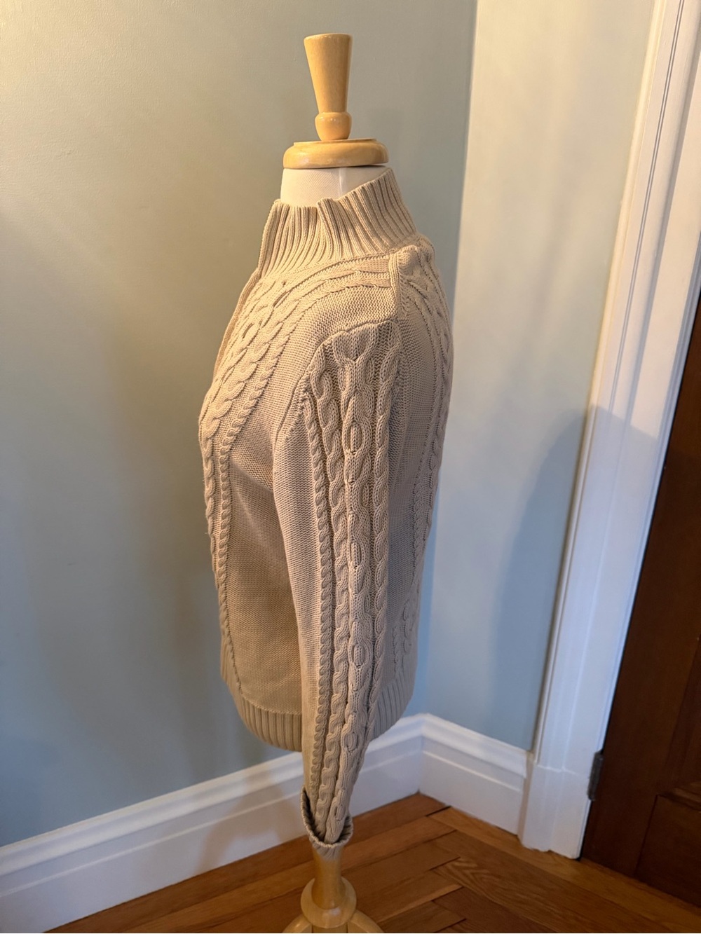 L.L.Bean Women’s Cable Knit Full Zip Cardigan Sweater Medium Petite - Picture 5 of 8